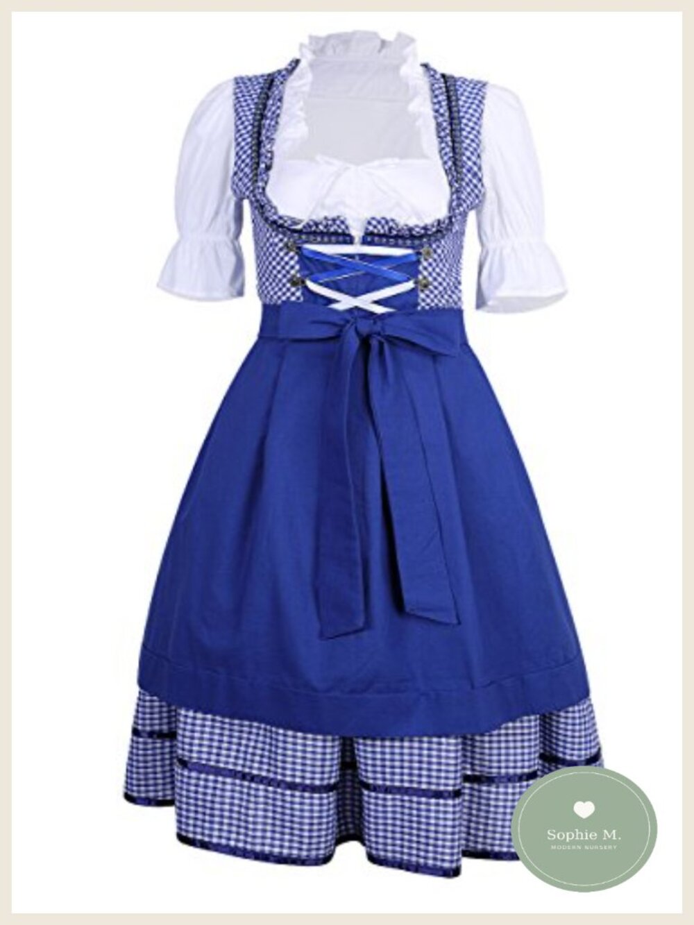 Women's German Dirndl Beer Dress 3 Piece Oktoberfest Costume
